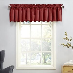 Set Of 2 Sun Zero Room Darkening Seymour Rod Pocket Valances ~ Brick Red